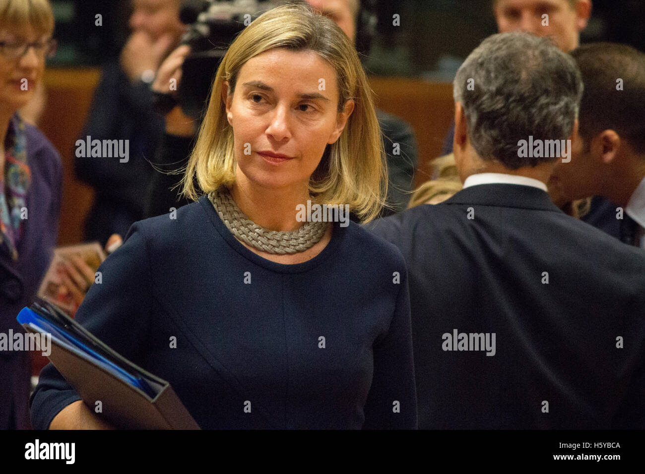 Brussels, Belgium. 20th October, 2016. Federica Mogherini,  High Representative of the European Union for Foreign Affairs and Security Policy, attends a meeting during the European Council in Brussels (Belgium). Credit:  Paul-Marie Guyon/Alamy Live News Stock Photo