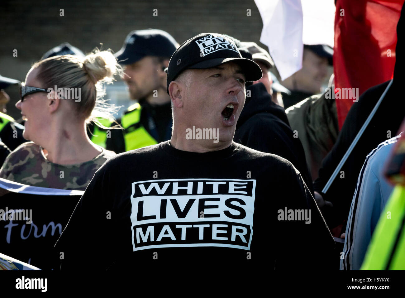 'White Lives Matter’ far-right protest in Margate, Kent, UK. Stock Photo