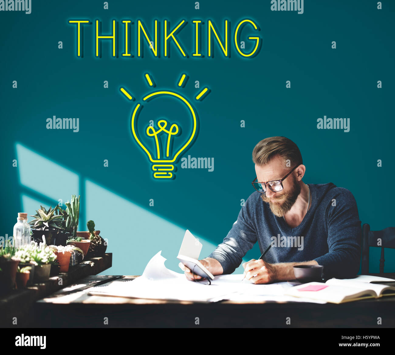 Thinking Idea Imagination Man Concept Stock Photo Alamy