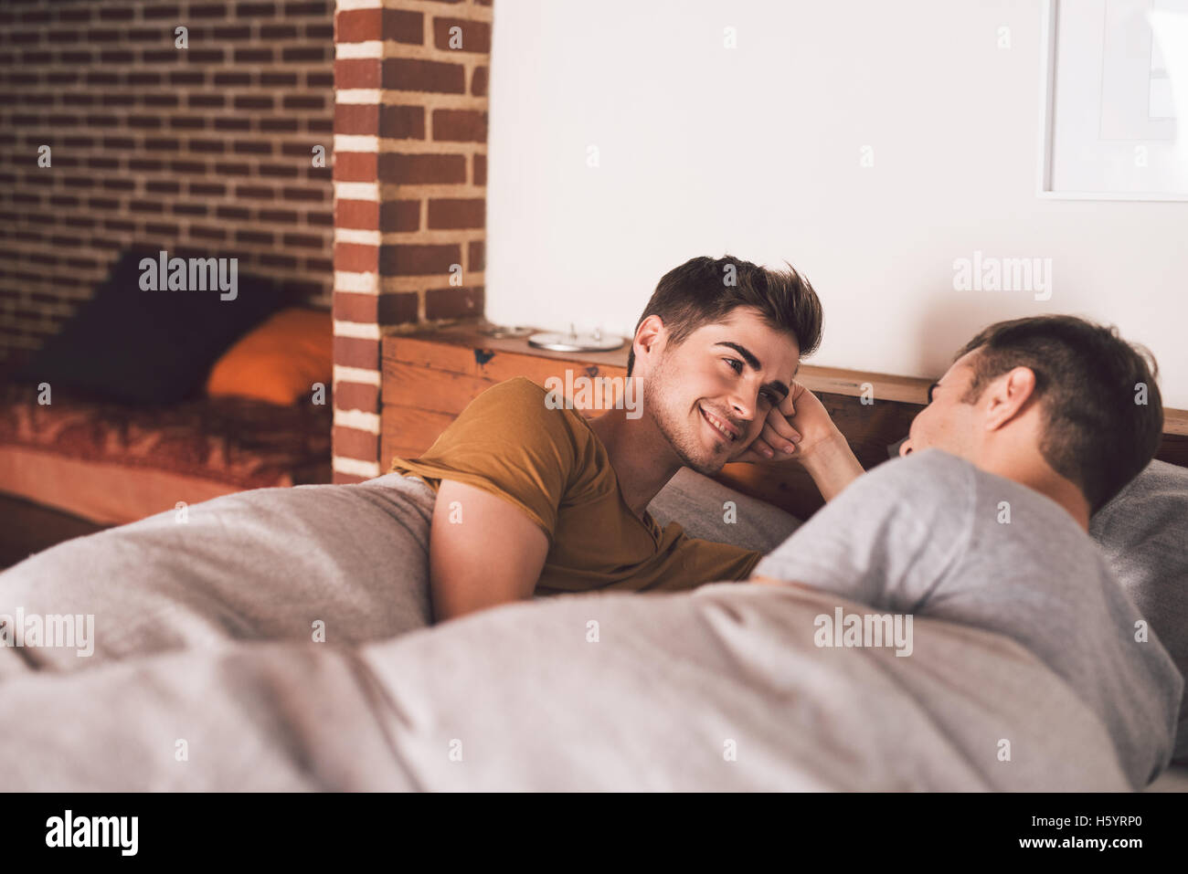 Let's just stay in bed today Stock Photo