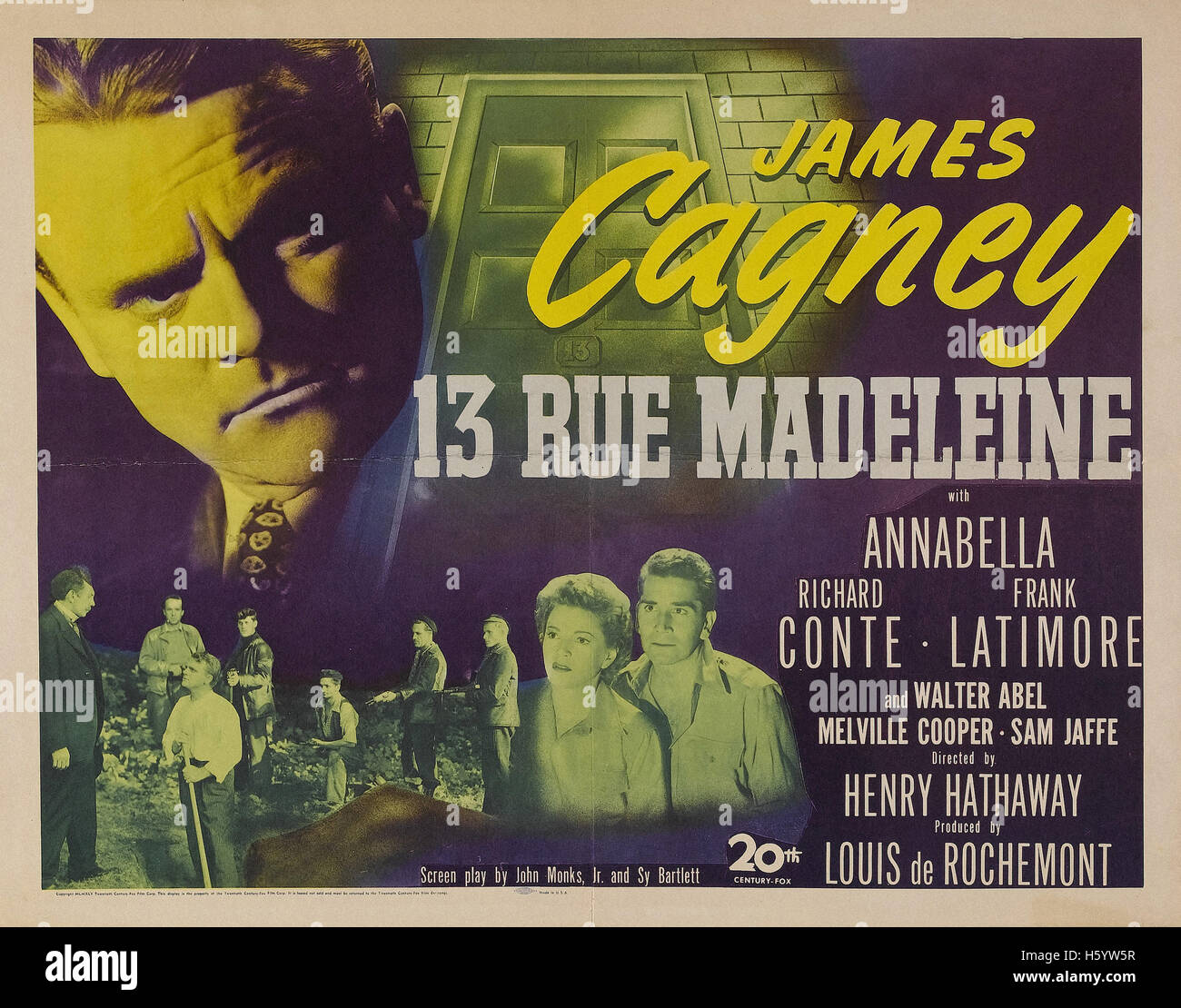 13 Rue Madeleine - Movie Poster Stock Photo