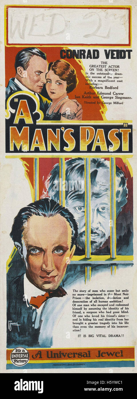 A Man's Past - Movie Poster Stock Photo