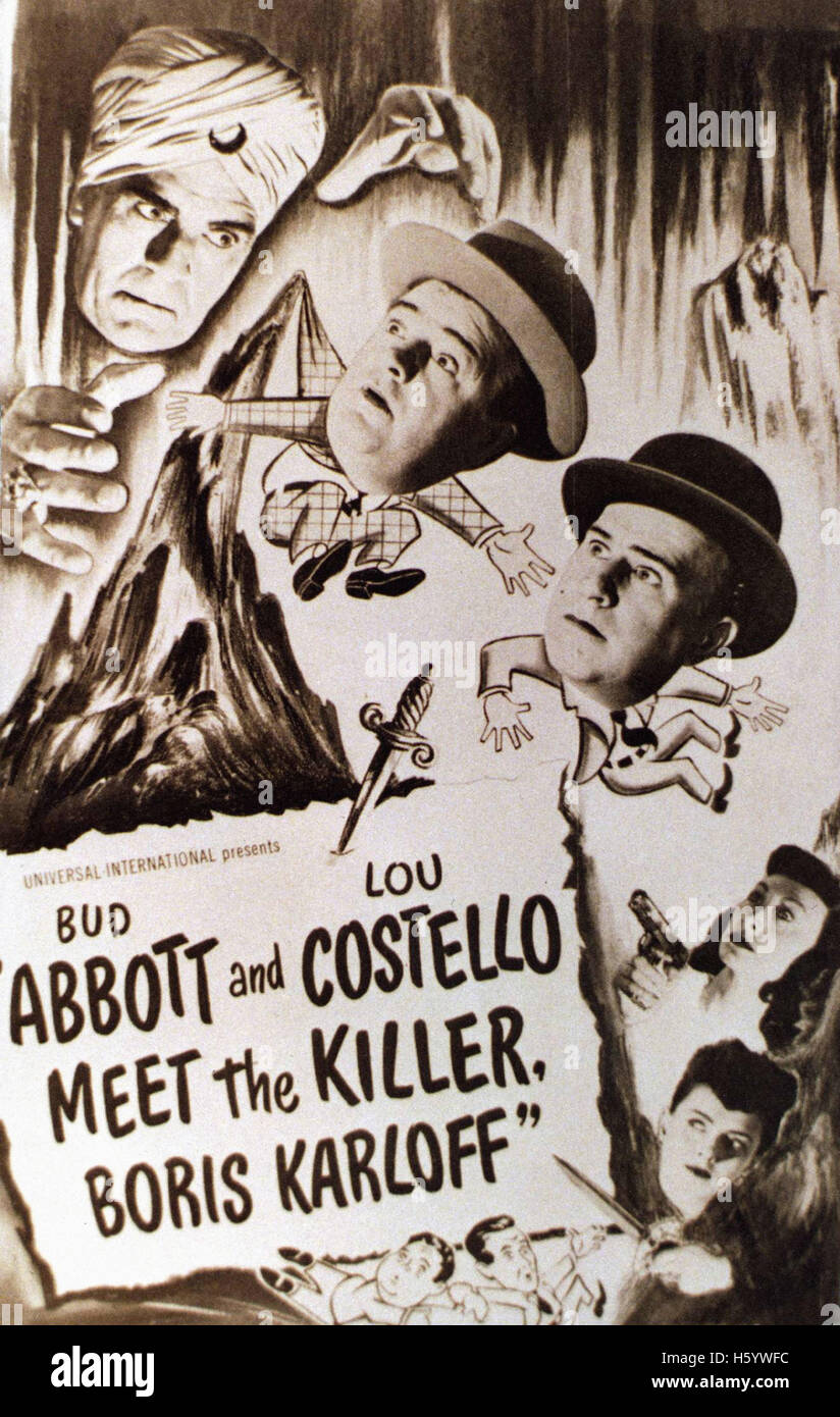Abbott and Costello Meet the Killer, Boris Karloff - Movie Poster Stock Photo