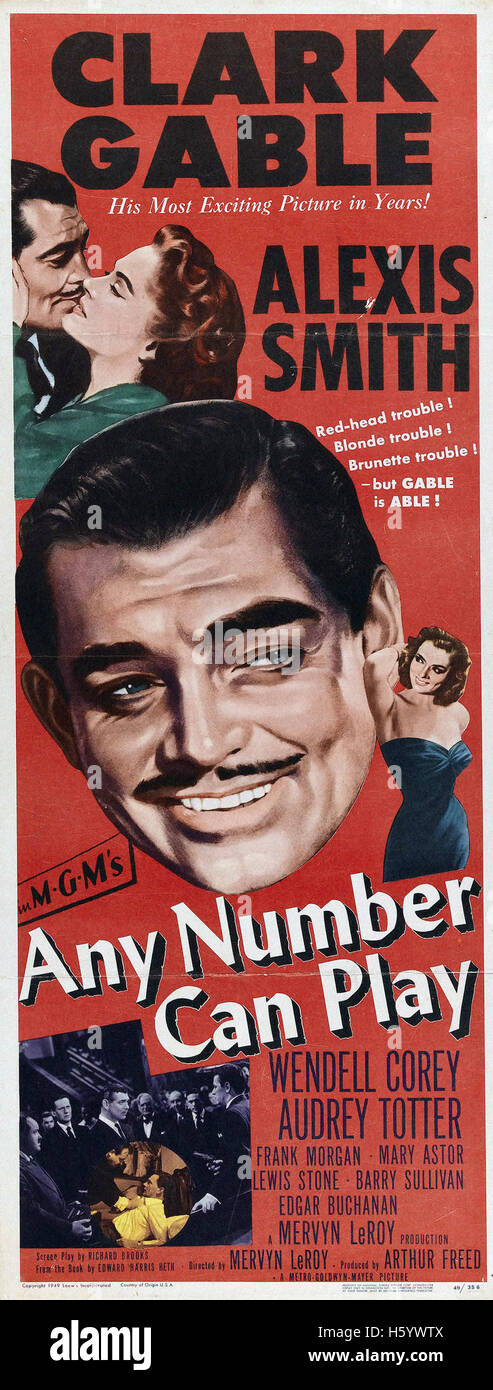 Any Number Can Play (1949) - Movie Poster Stock Photo