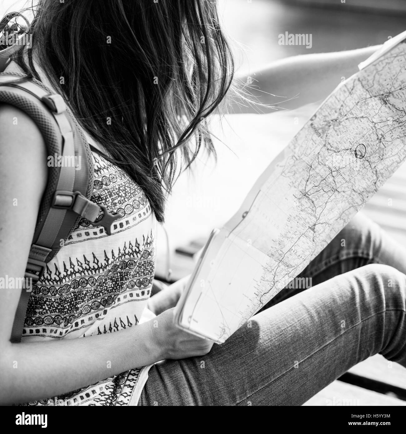 Map Destination Direction Route Travel Trip Trek Concept Stock Photo