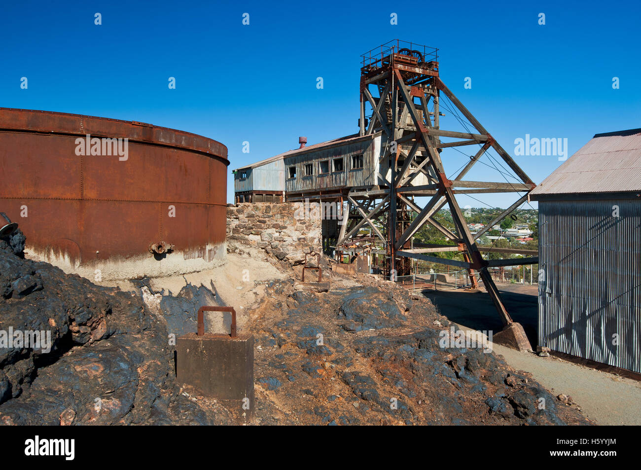 Old Junction Mine in the Silvercity of Broken Hill. Stock Photo