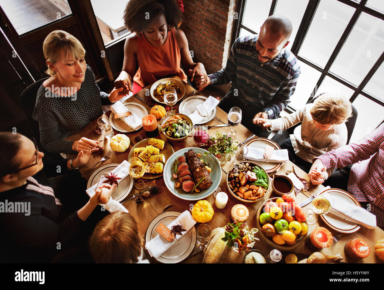 Thanksgiving Celebration Tradition Family Dinner Concept Stock Photo