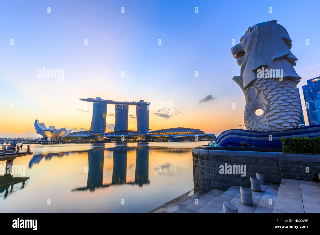 Singapore city skyline at sunrise. Stock Photo