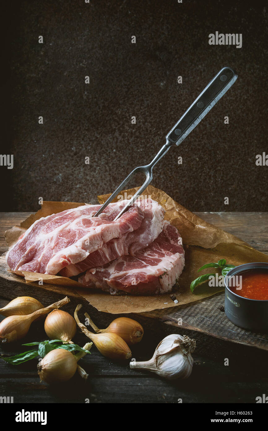 Raw meat pork steak Stock Photo Alamy