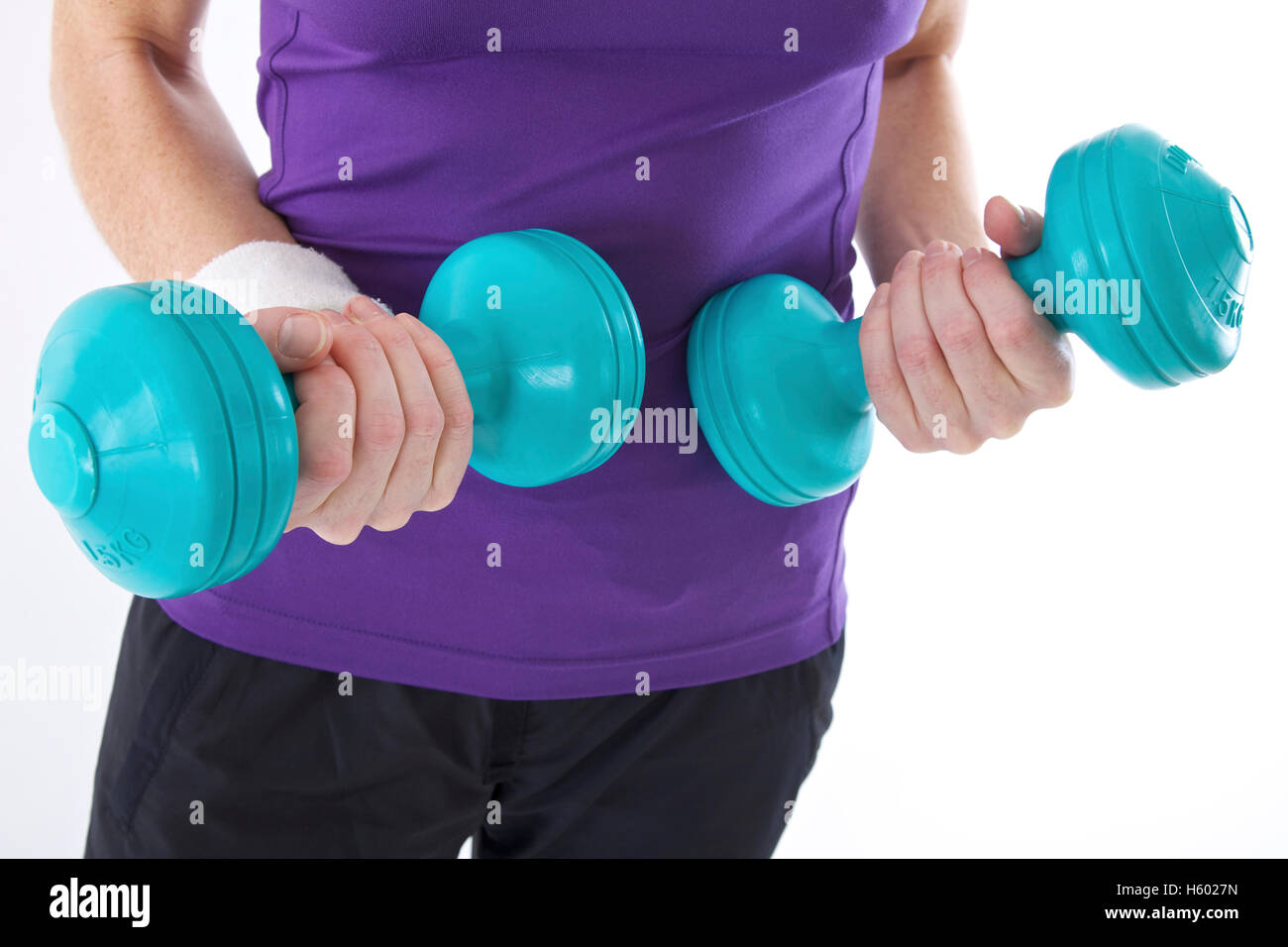 Dumb-bell workout Stock Photo