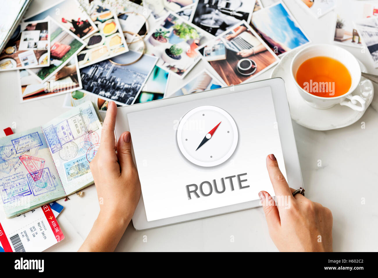 To Destination Route Route Destination Location GPS Map Concept Stock Photo - Alamy