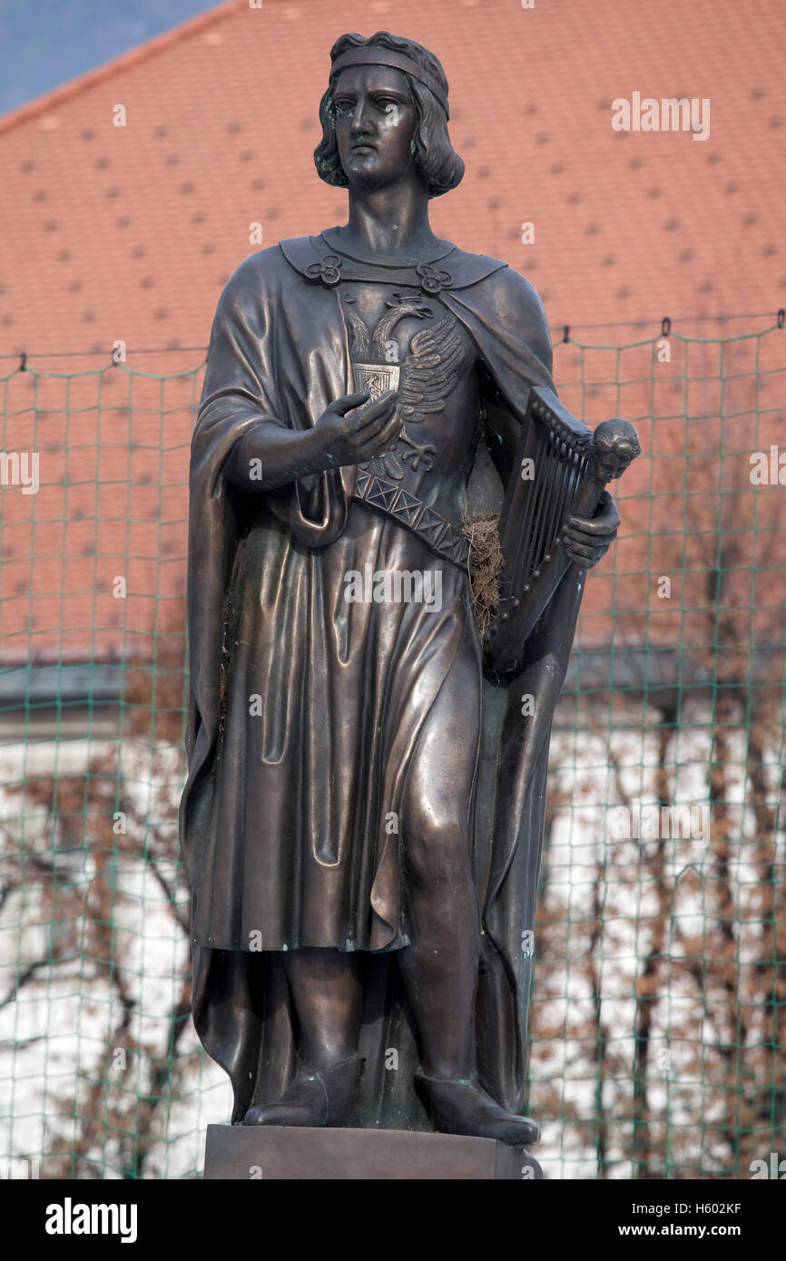 Walther von der Vogelweide, German poet, statue, provincial capital Innsbruck, Tyrol, Austria, Europe Stock Photo