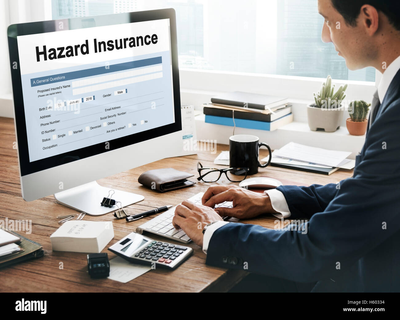 Hazard Insurance Form Compensation Claim Concept Stock Photo