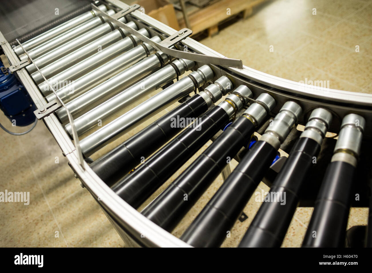 Close-up of empty conveyor belt Stock Photo