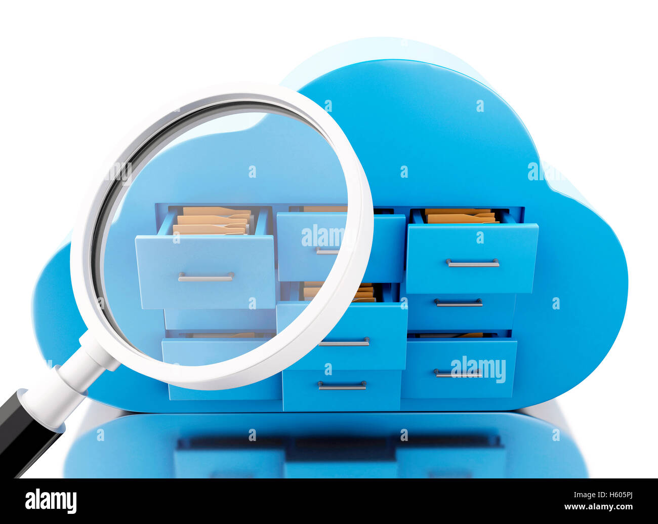 3d renderer image. File storage in cloud. Cloud computing concept ...