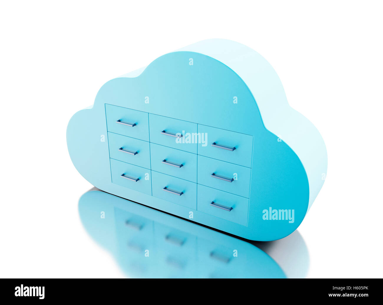 3d renderer image. File storage in cloud. Cloud computing concept ...