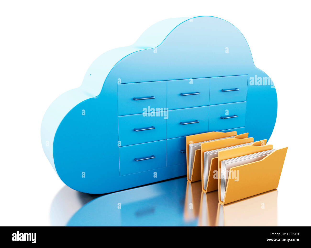 3d renderer image. File storage in cloud. Cloud computing concept ...