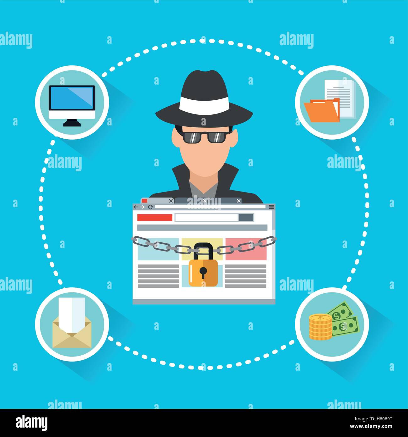 Hacker and security system icon set Stock Vector Image & Art - Alamy