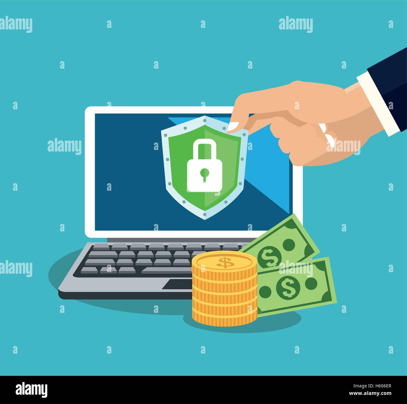 Laptop and security system design Stock Vector Image & Art - Alamy