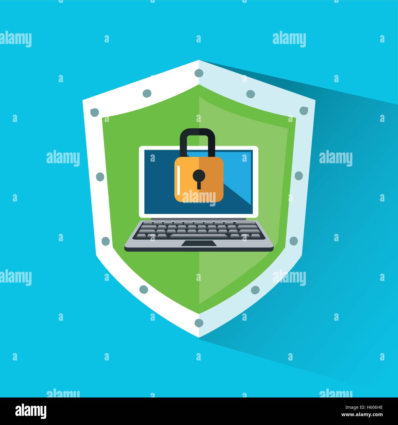 Padlock and laptop inside shield design Stock Vector Image & Art - Alamy