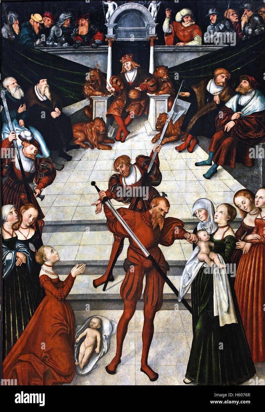 Das Urteil Salamonis  - The judgment of Solomon 1537  Lucas Cranach the Elder 1472 - 1553 German Germany Stock Photo