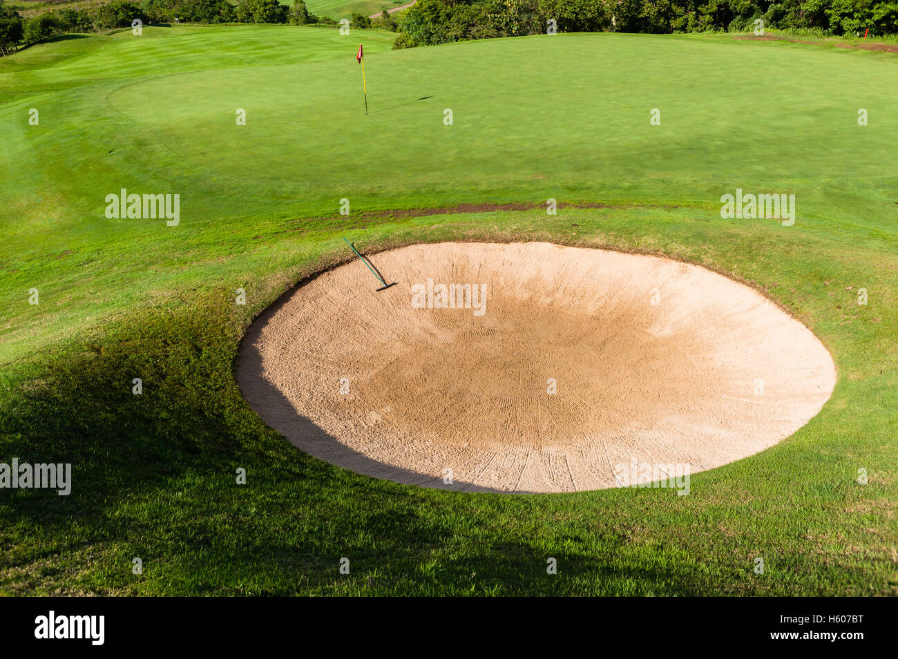 Golf course hole putting green flag stick hole challenging landscape