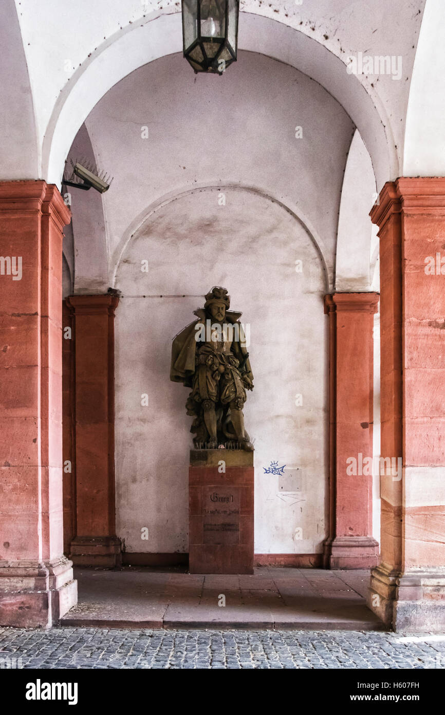 Darmstadt, The Stadtschloss (City Palace) George 1 of Hessen statue. First Landgraf of Hessen 