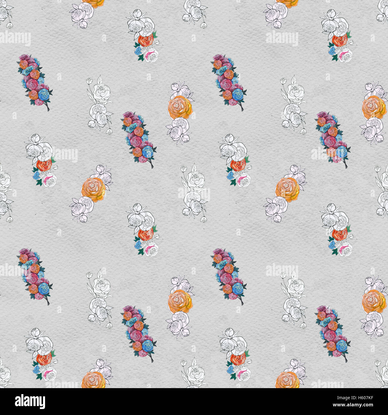 Seamless pattern with colorful flowers Stock Photo - Alamy