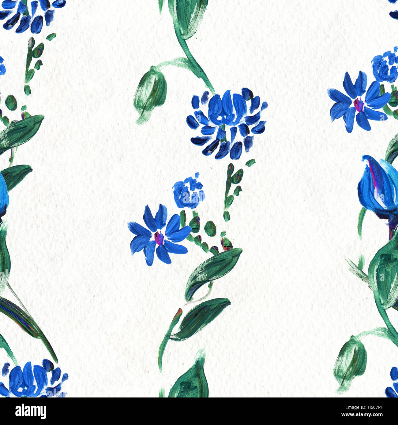 Seamless pattern with blue flowers Stock Photo - Alamy