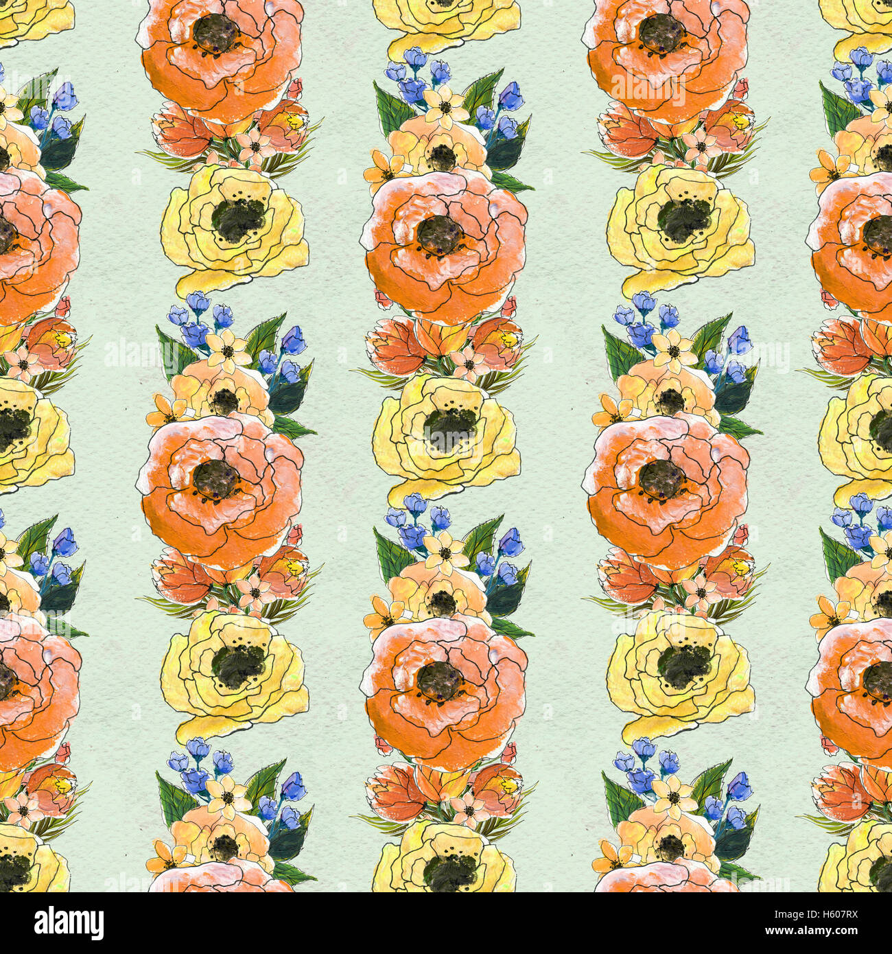 Seamless pattern with colorful flowers Stock Photo - Alamy