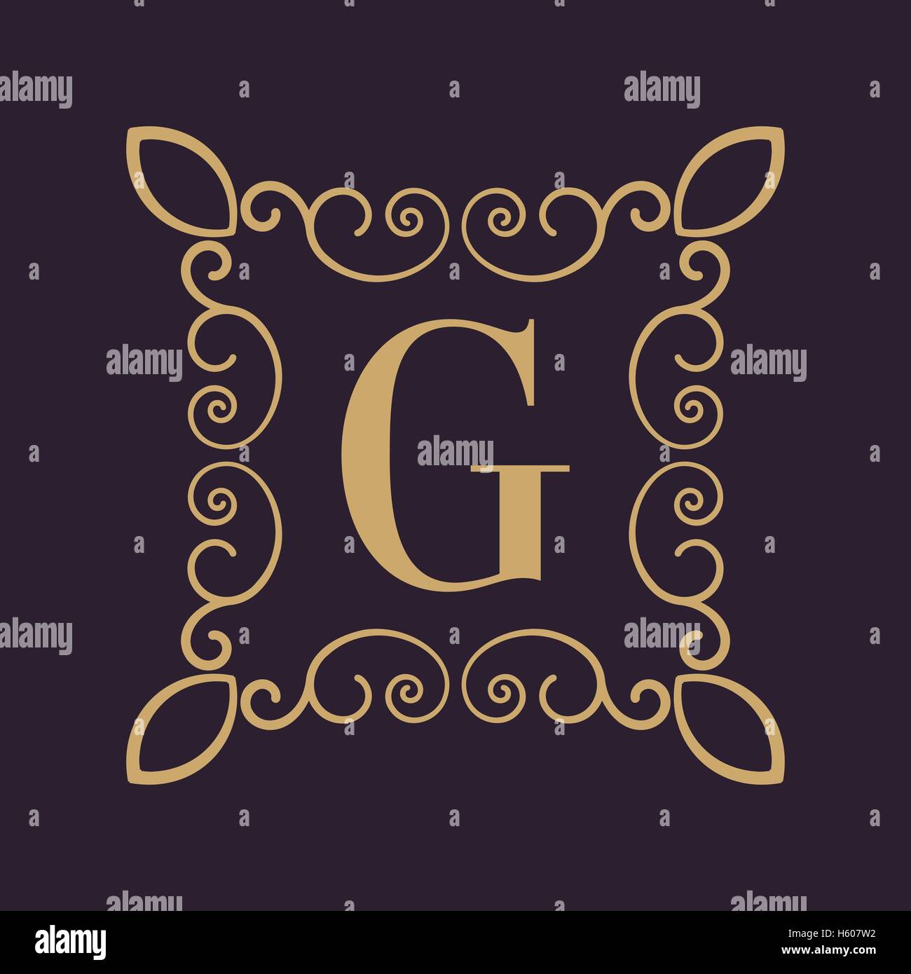 Calligraphic golden monogram letters G and M svg