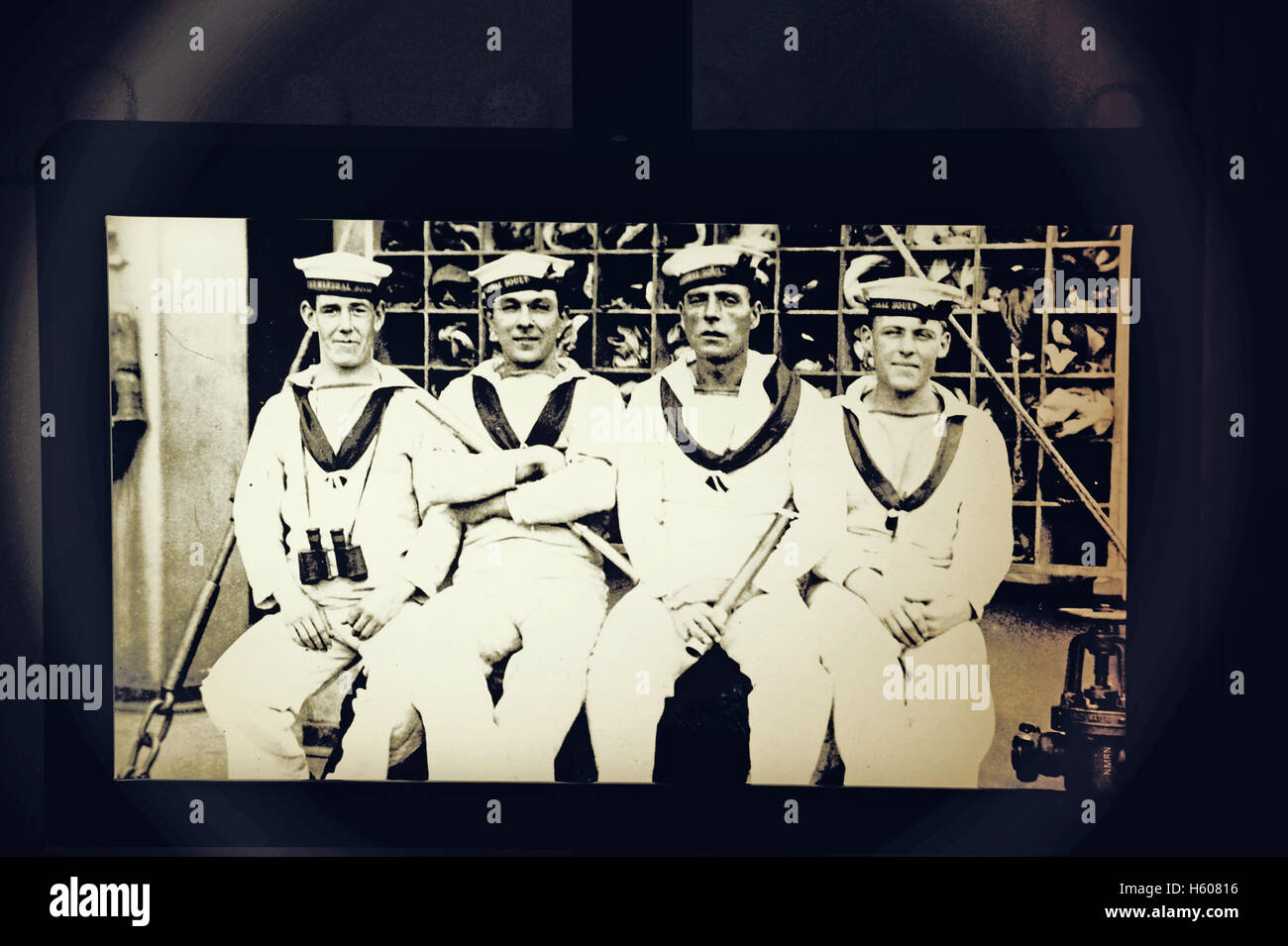 HMS Caroline, Belfast, Northern Ireland. Video documentary about WW I on the former war vessel. Editorial use only. Stock Photo