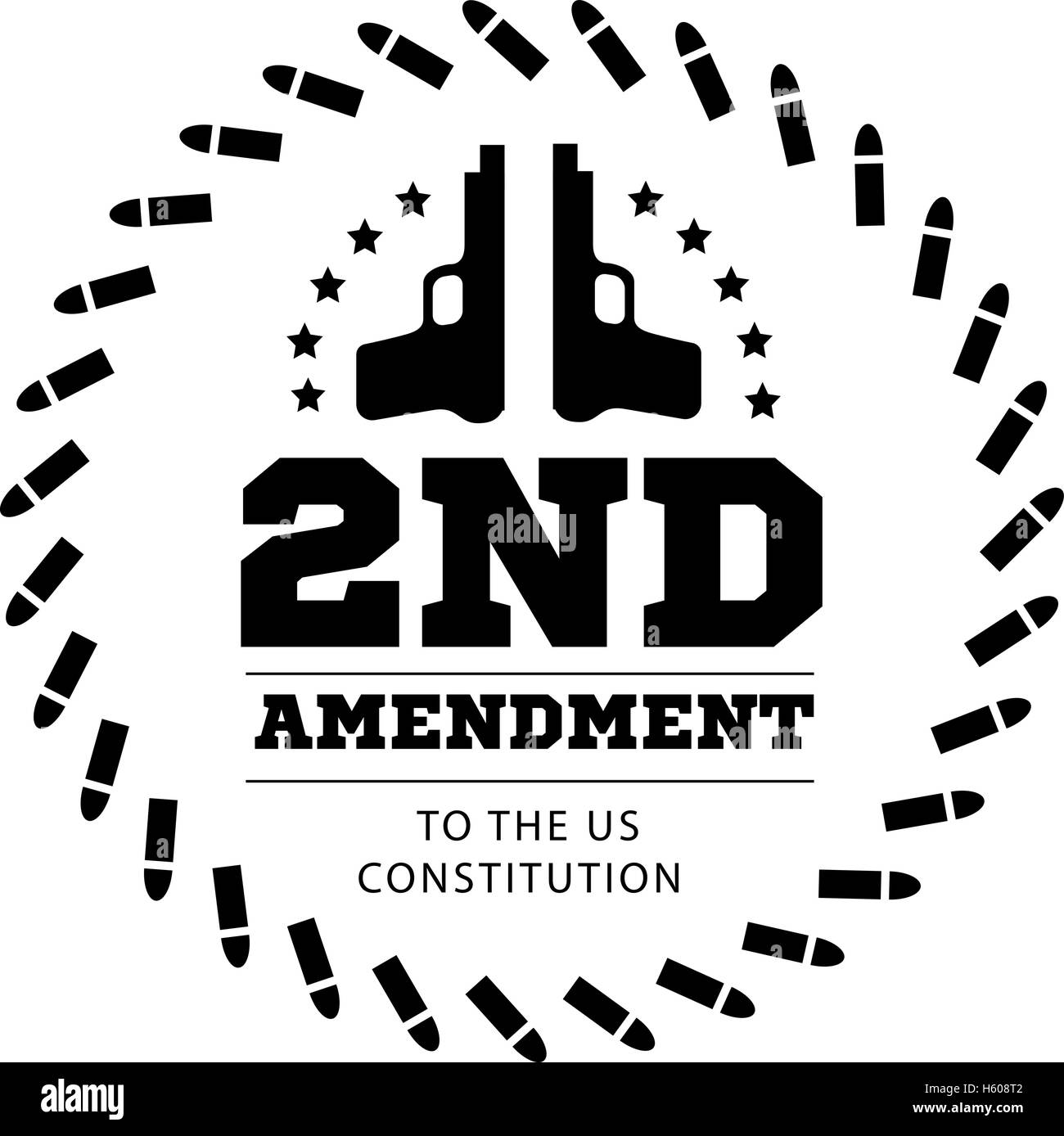 Second Amendment to the US Constitution to permit possession of weapons. Vector illustration Stock Vector