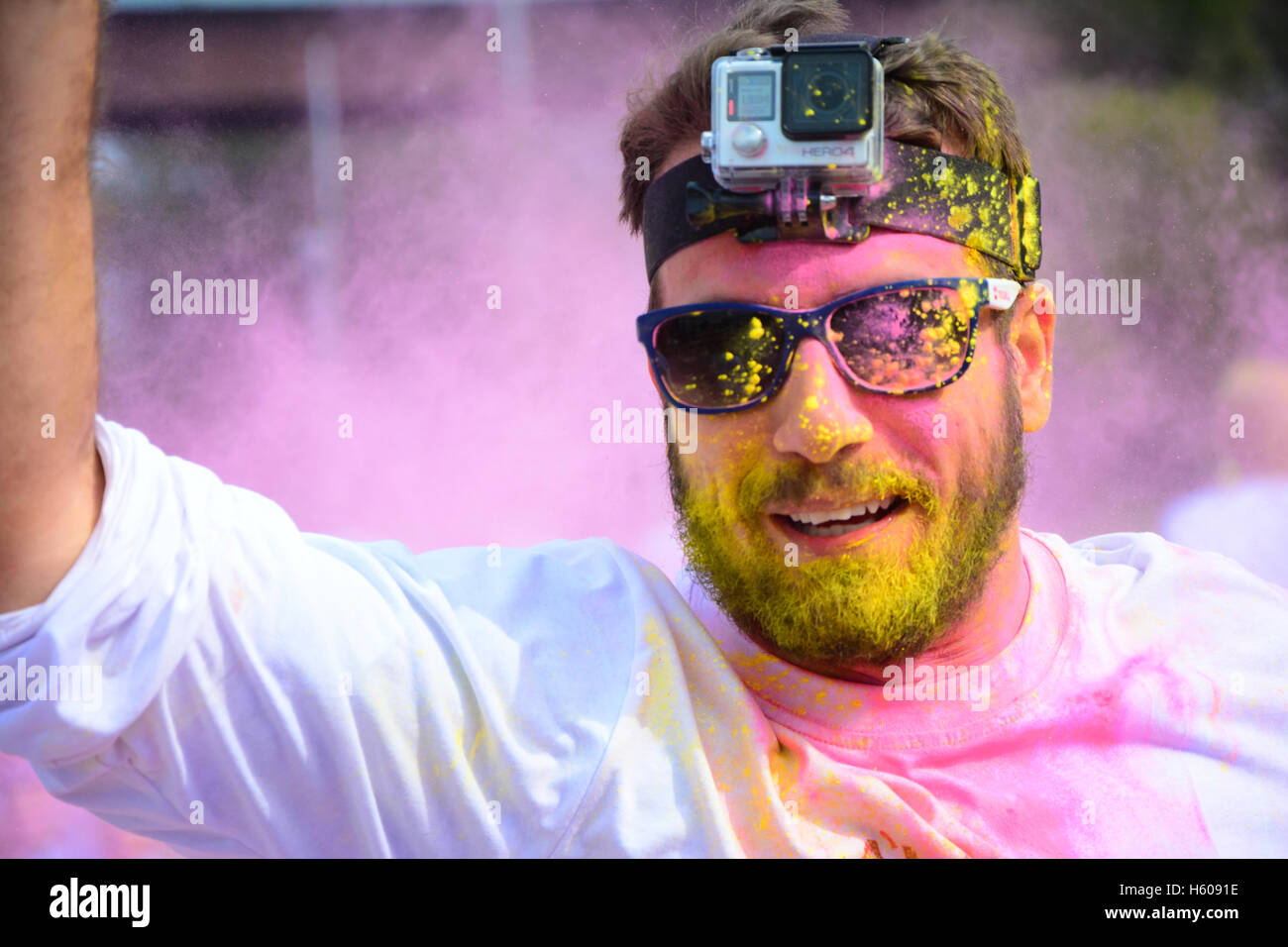 The Color running race. Stock Photo