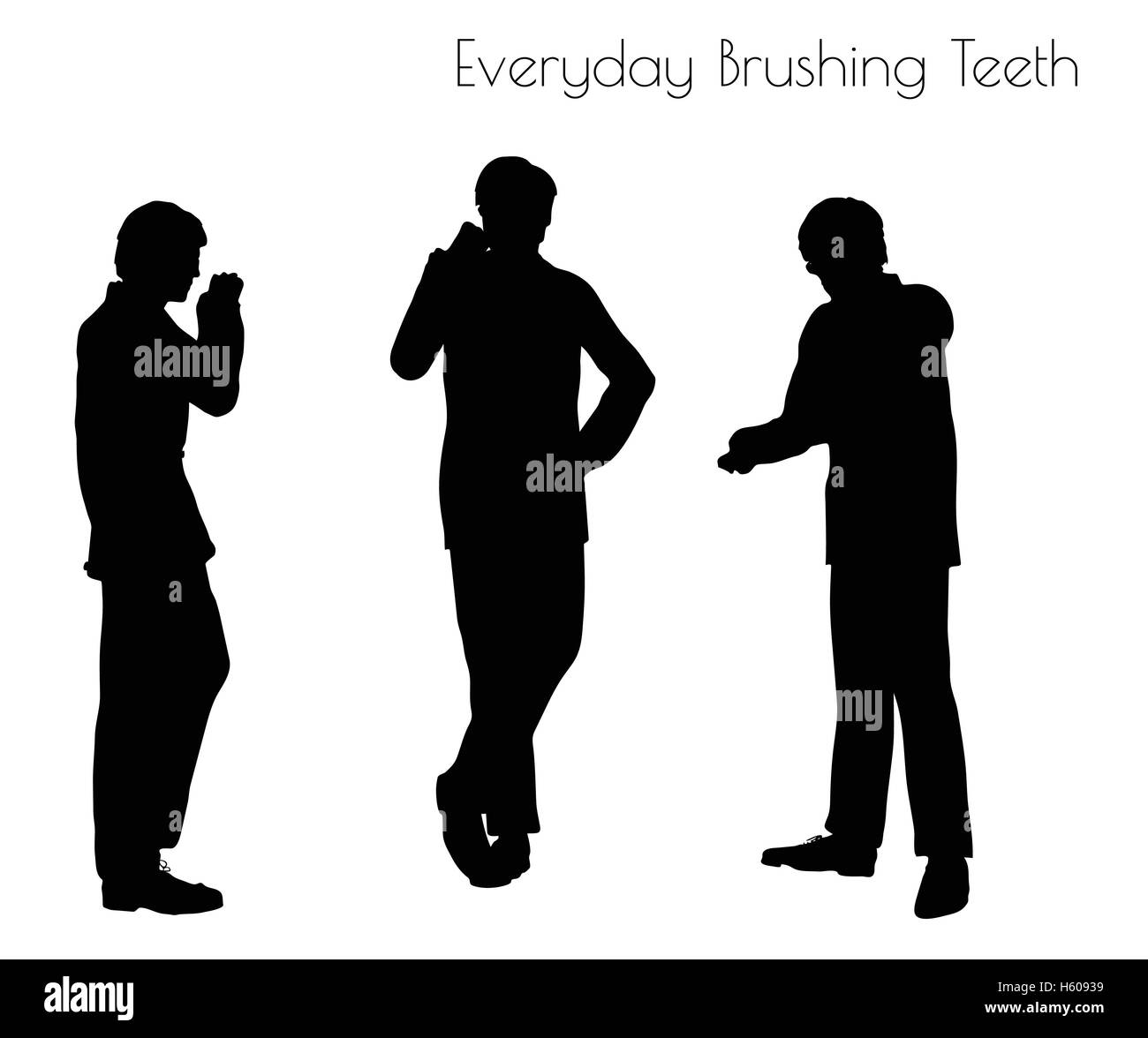 EPS 10 vector illustration of man in Everyday Brushing Teeth  pose on white background Stock Vector