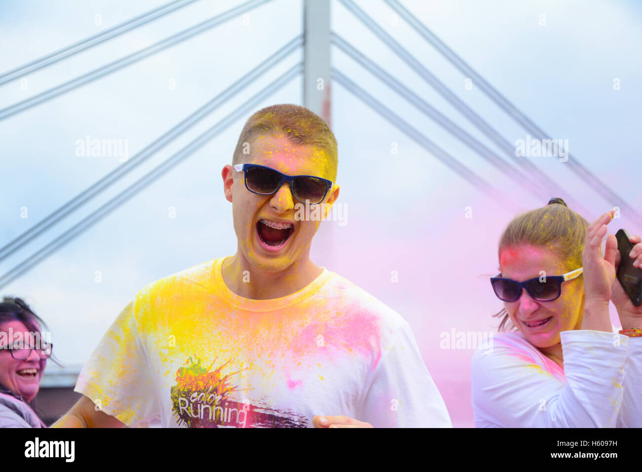 The Color running race. Stock Photo
