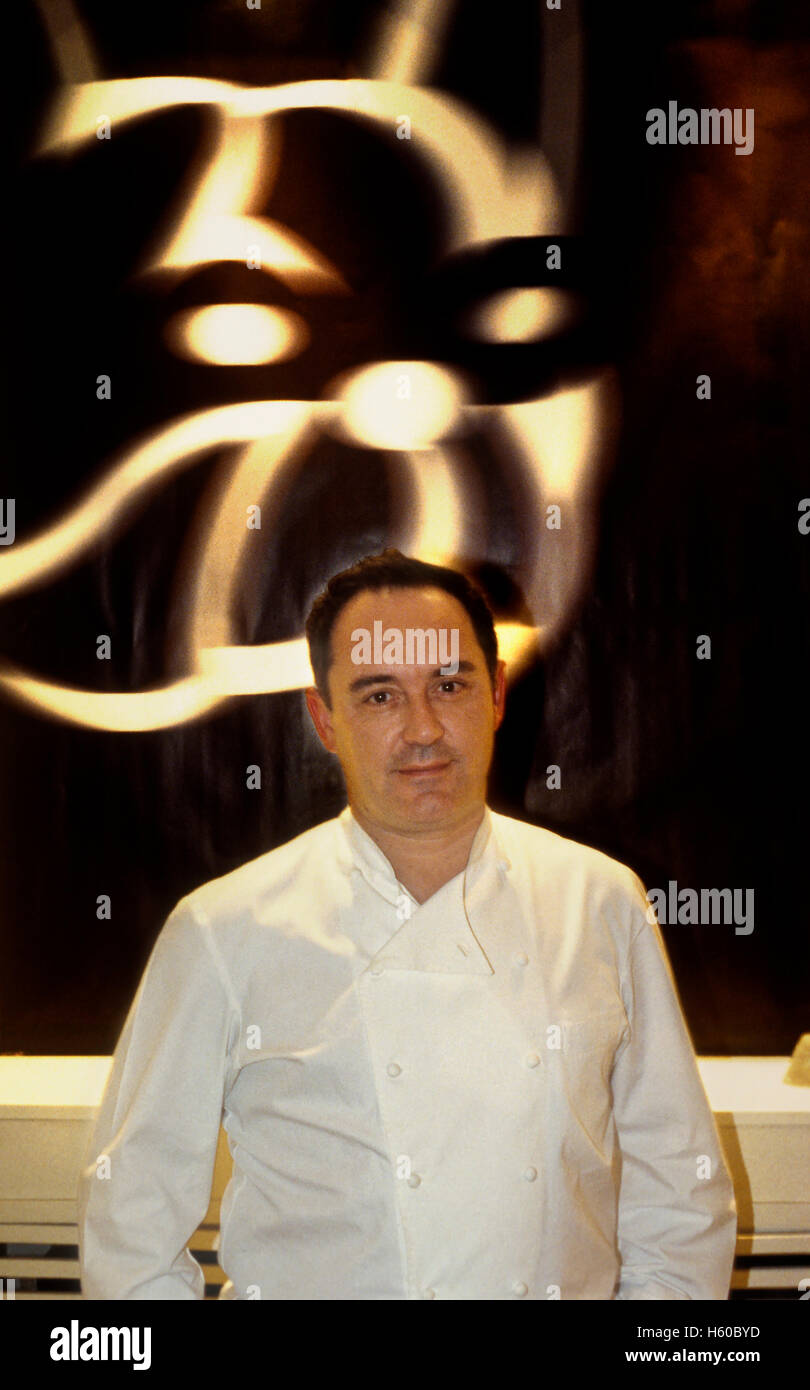 Ferran Adrià and logo of Bulli, in El Bulli Taller(workshop of Bulli).Here  Ferran Adrià and his research group works.Portaferris Stock Photo - Alamy