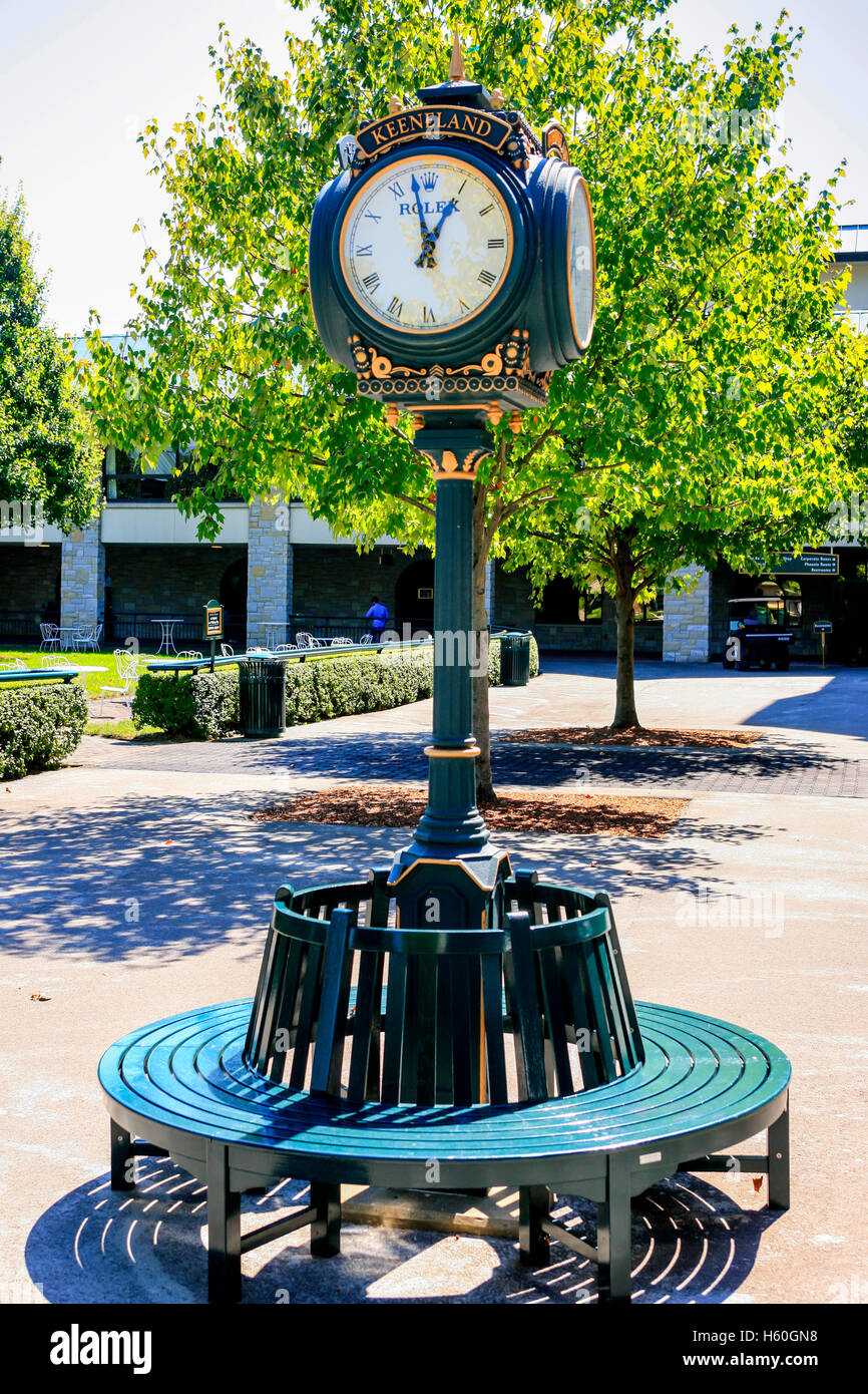 Rolex clock in the Grandstand arena at Keeneland racecourse in