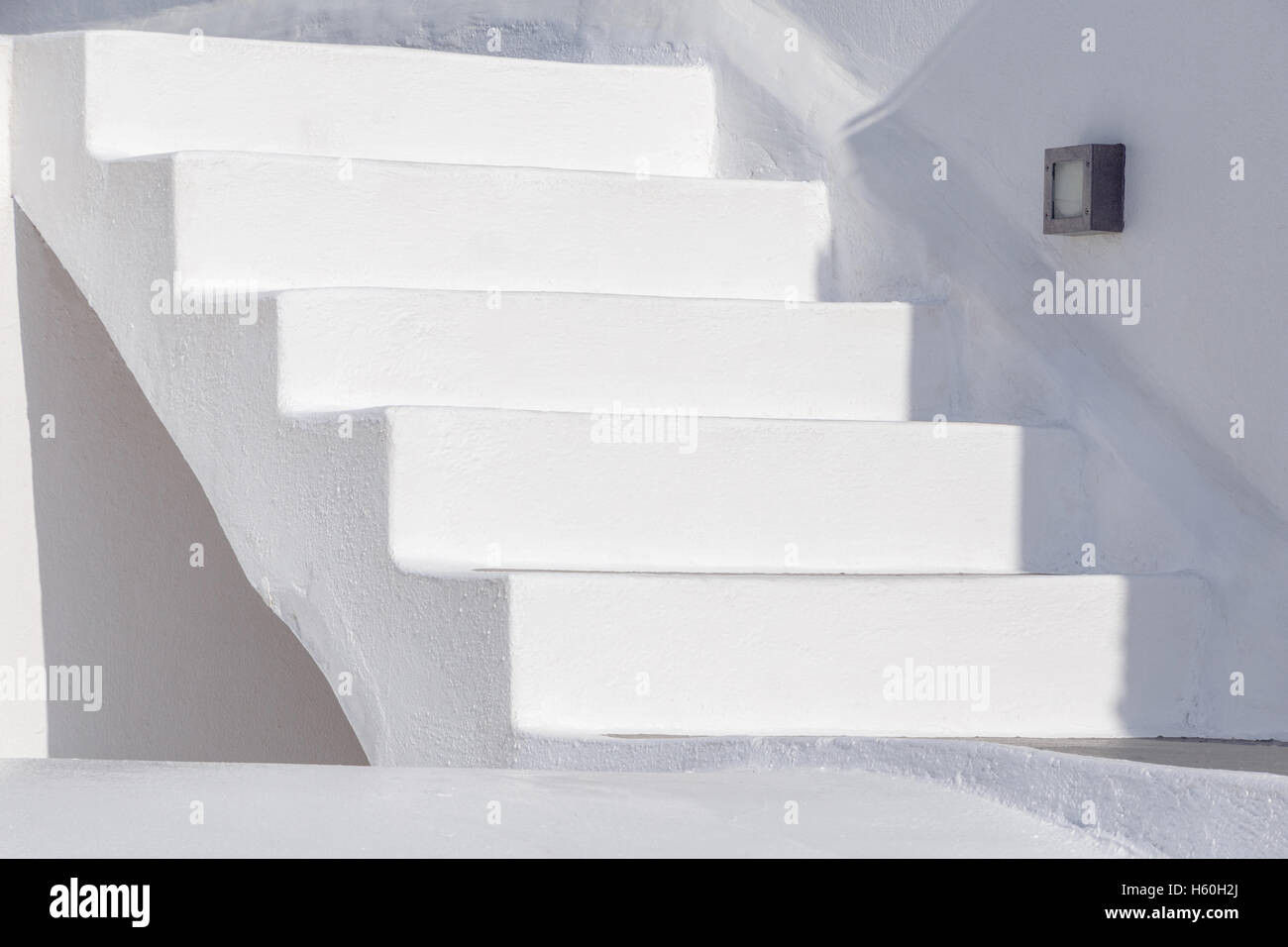 white staircase in Oia on Santorini Stock Photo