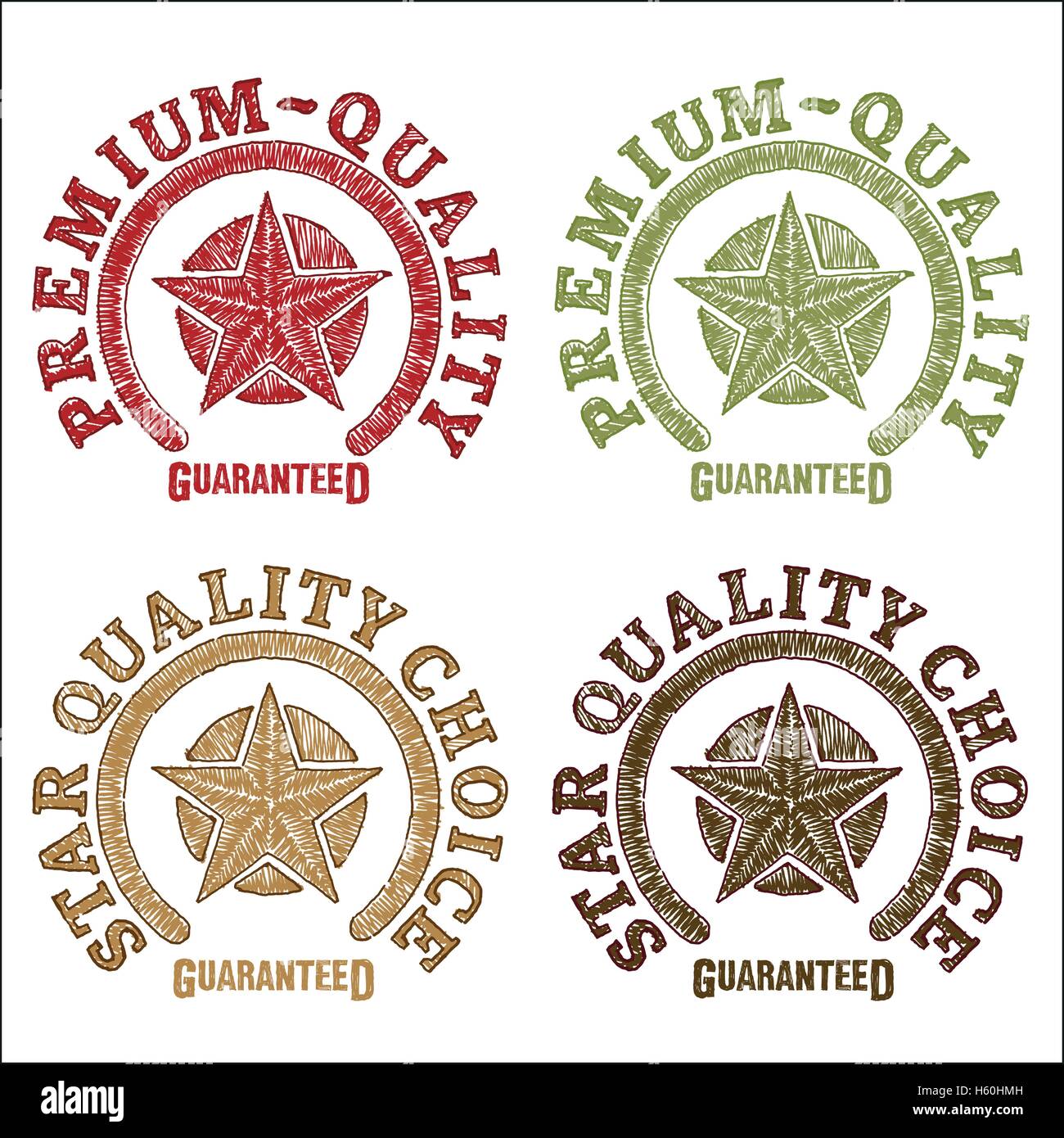 Star quality seals drawn by hand Stock Photo