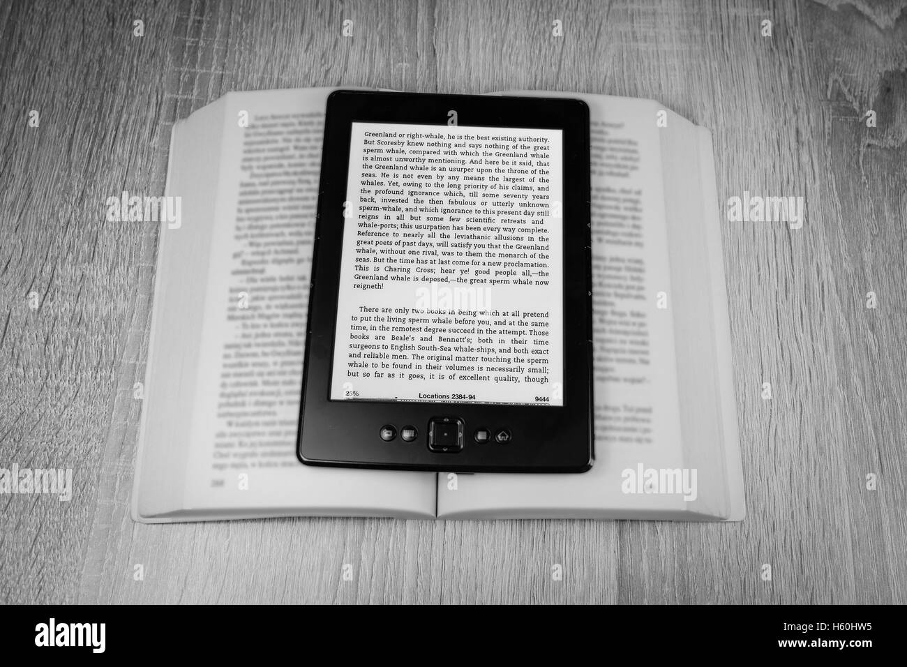 Old book and modern one. Black and white Stock Photo