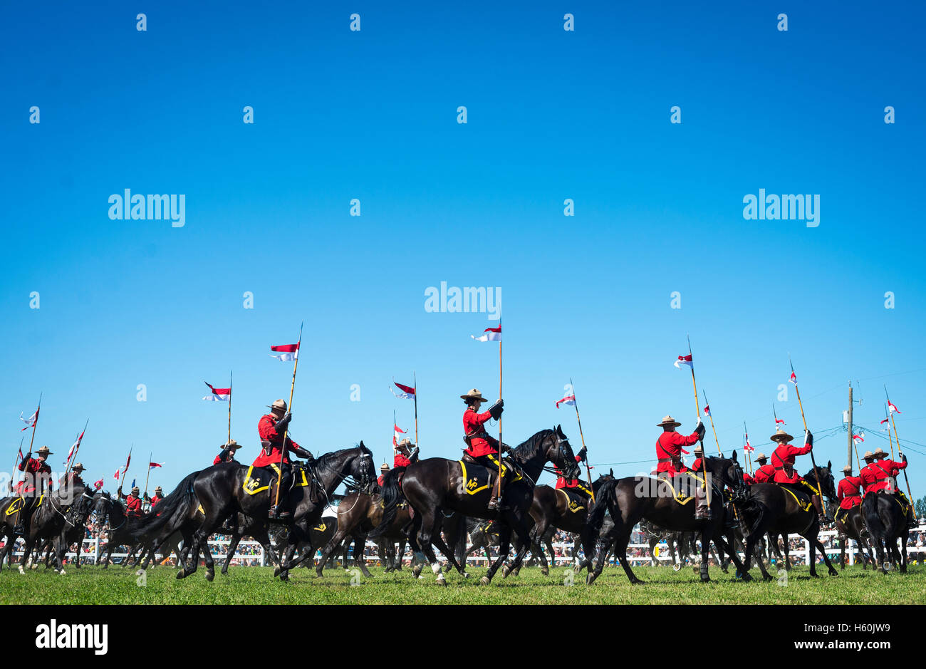 RMCP mounties during a musical ride ceremony Stock Photo