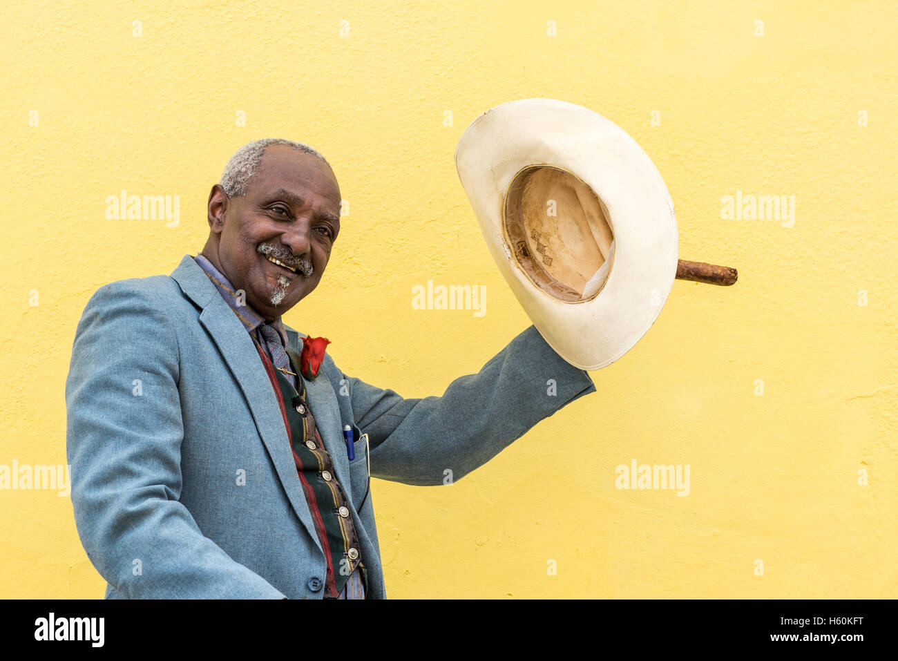Havana, Cuba September 27, 2015 Cuban man wearing traditional hat