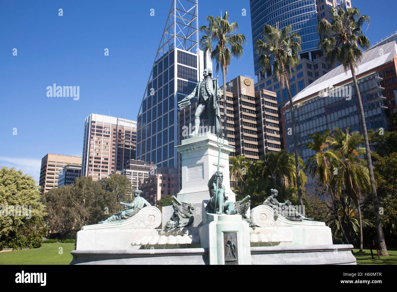 Captain Arthur Phillips statue in Royal Botanic Gardens,Sydney,Australia Stock Photo