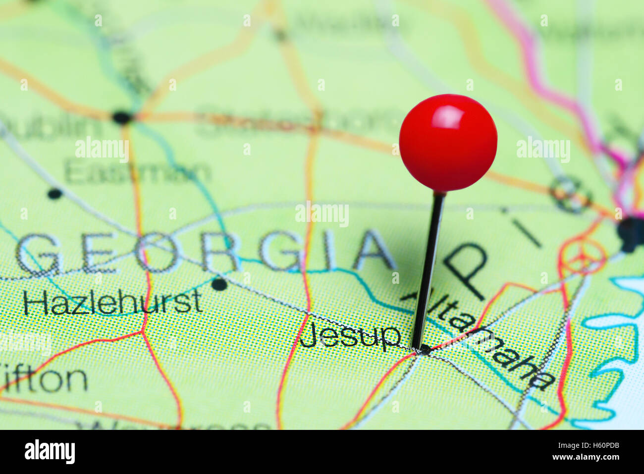 Jesup pinned on a map of USA Stock Photo Alamy