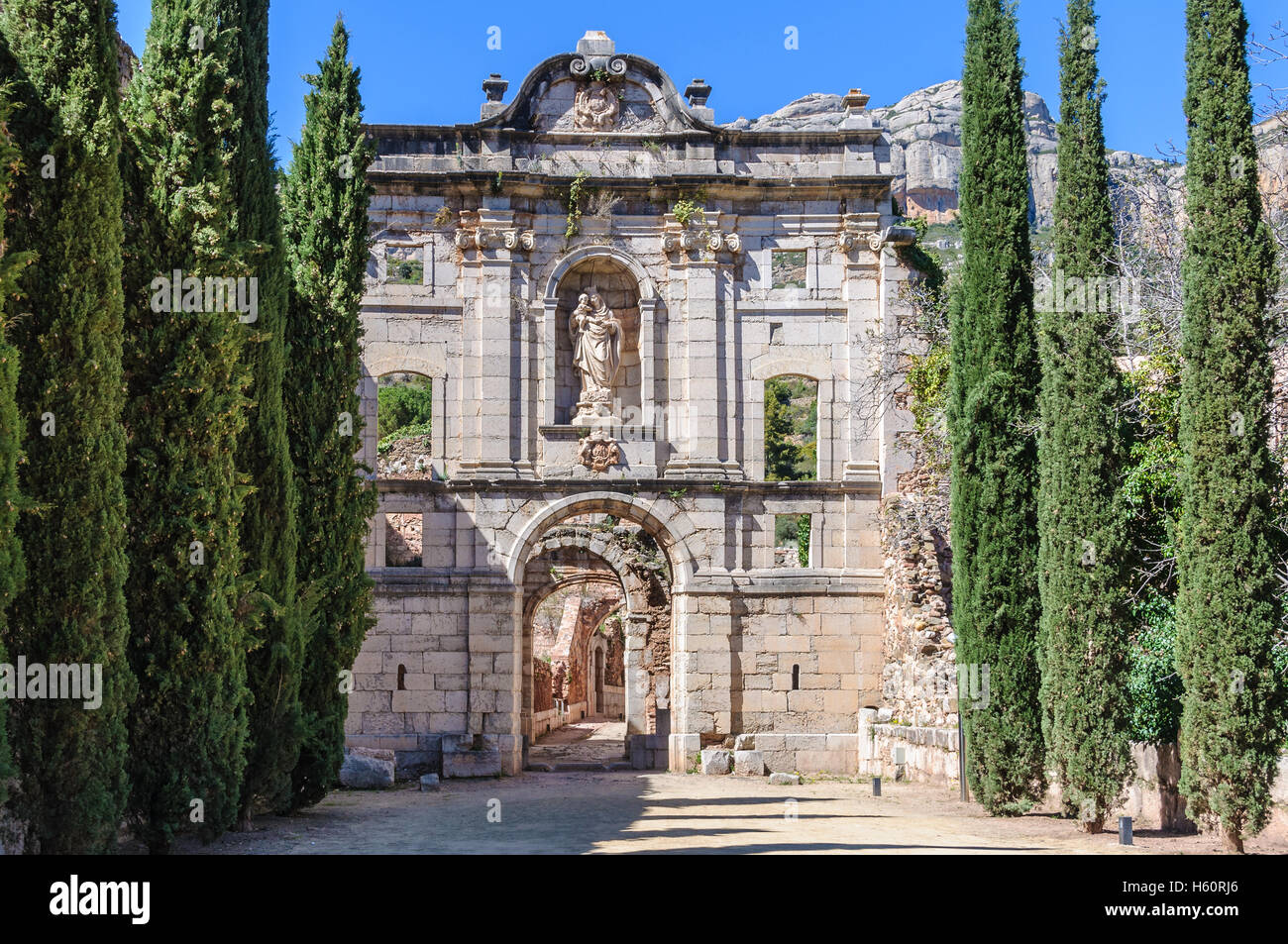 Priorat Monastery Main gate to the monastery of Scaladei in the Priorat region of ...