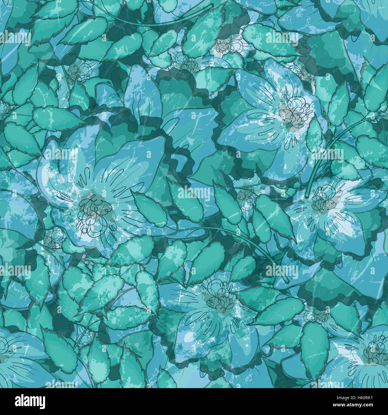 Seamless Floral Pattern With Flowers And Leaves Stock Photo - Alamy