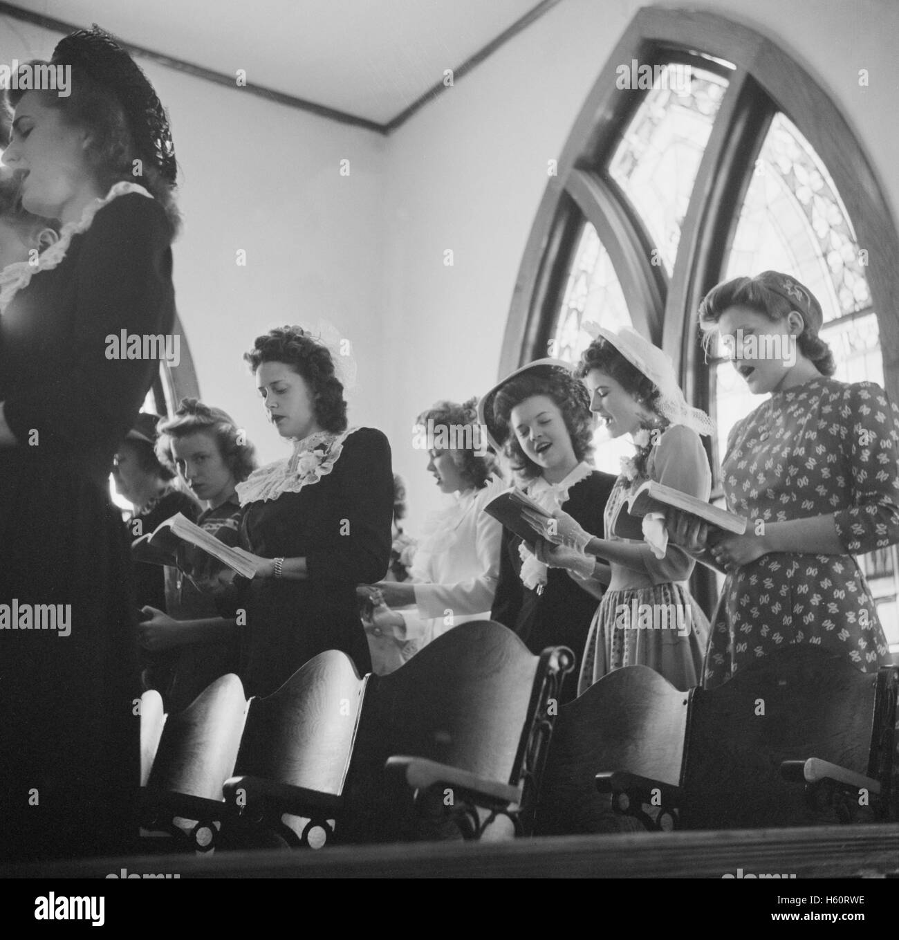 Choir in Methodist Church on Easter Sunday, San Augustine, Texas, USA, John Vachon for Office of War Information, April 1943 Stock Photo