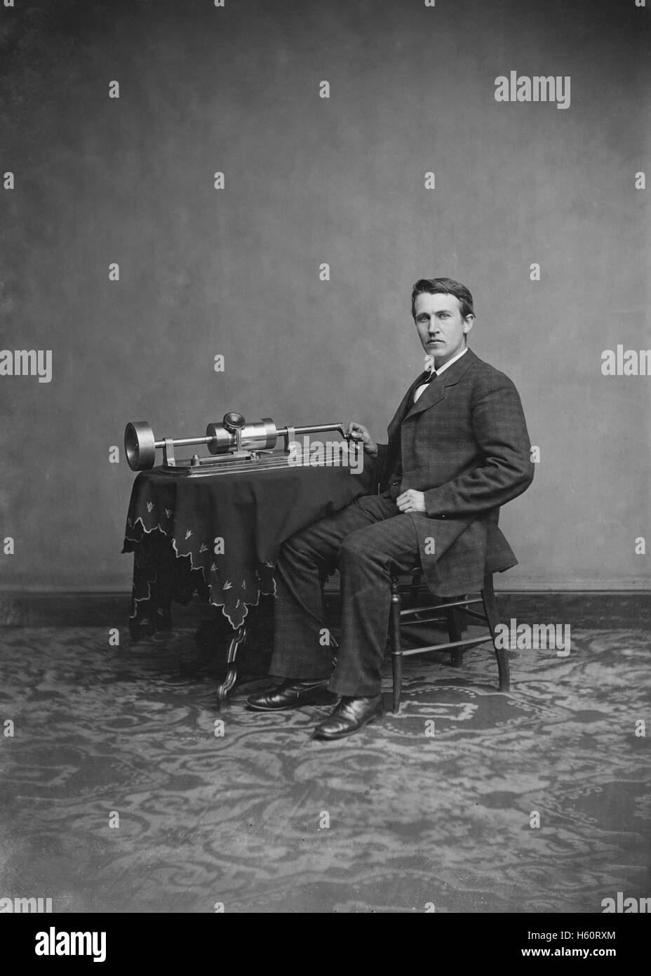 Thomas Edison, Portrait, Brady-Handy Collection, Portrait, circa 1875 Stock Photo