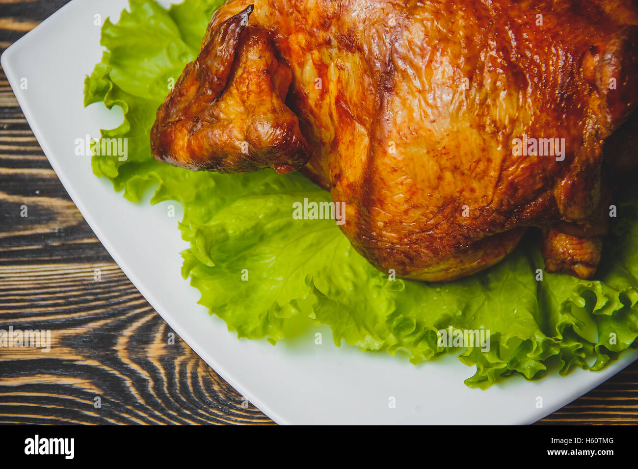 Homemade Roasted Thanksgiving Day Turkey Stock Photo